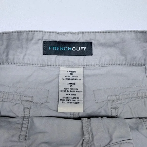 French Cuff Womens Cargo Capri Pants Size 10 Grey Dove Cotton Utility FGL274166 - Picture 3 of 9